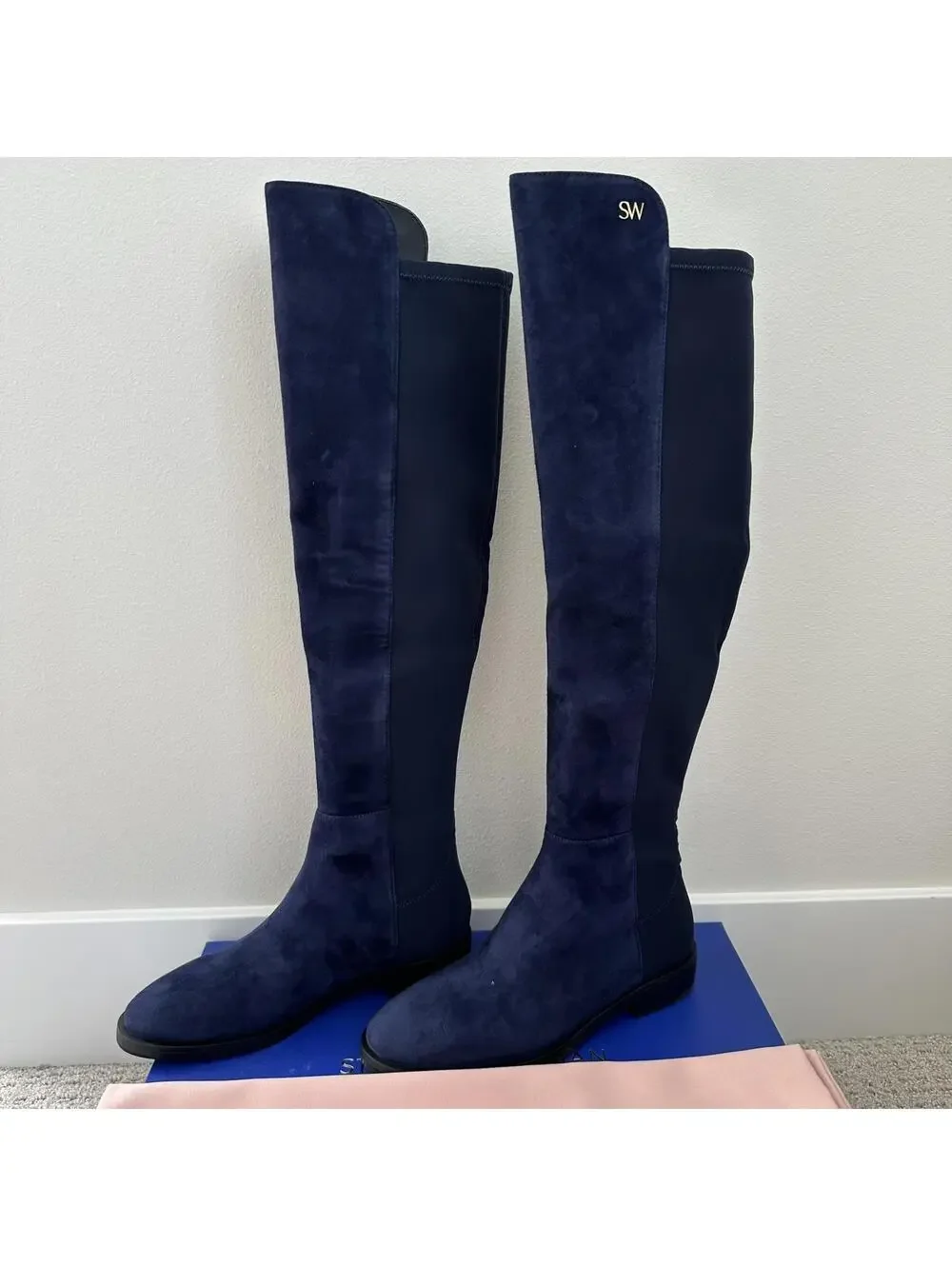 Stuart Weitzman Keelan Over-The-Knee OTK Boots NICE BLUE NIB Size 6